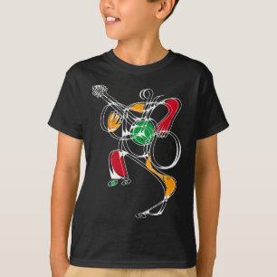 Guitar Player Line Art Black History Month Colors T-Shirt
