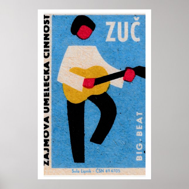 Guitar Player - Matchbox Print - Czech Wall Art (Front)