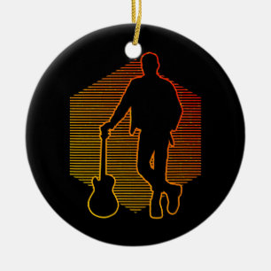 Guitar player men's electric guitar ceramic ornament