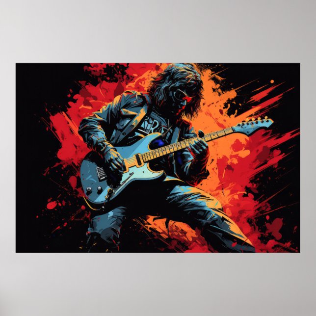 Guitar Player Music Painting Abstract Art Decor (Front)