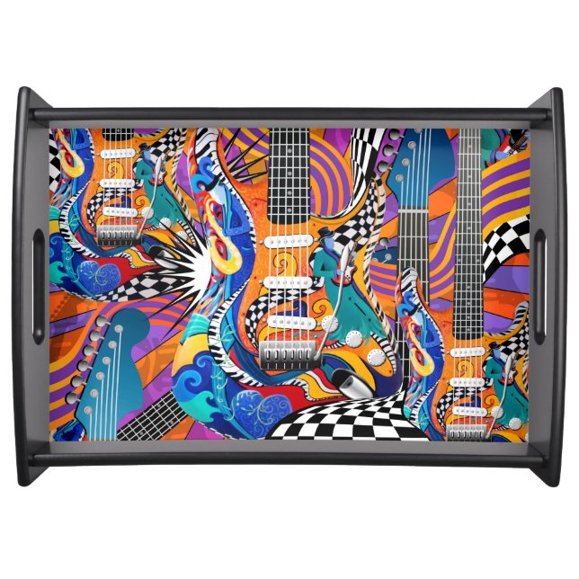 Guitar Player Musician Design Pop Art Serving Tray (Front)