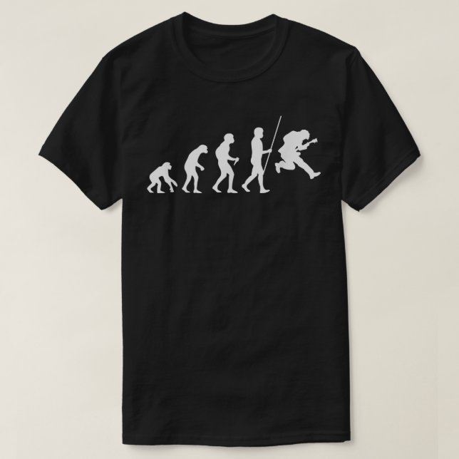Guitar Player Musician Jumping Guitarist Evolution T-Shirt (Design Front)