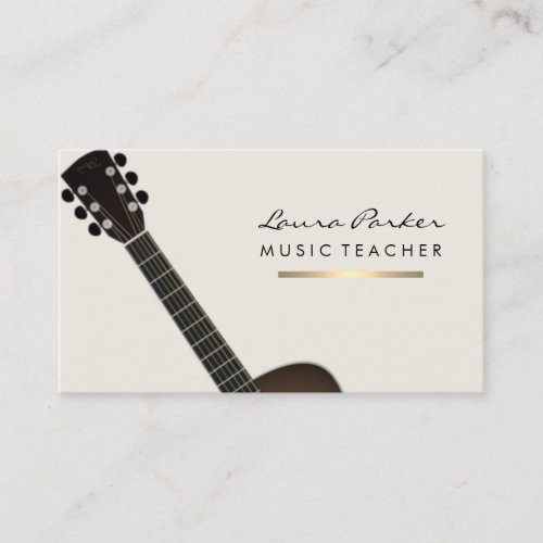 Guitar Player Musician Music Teacher  Gold Business Card