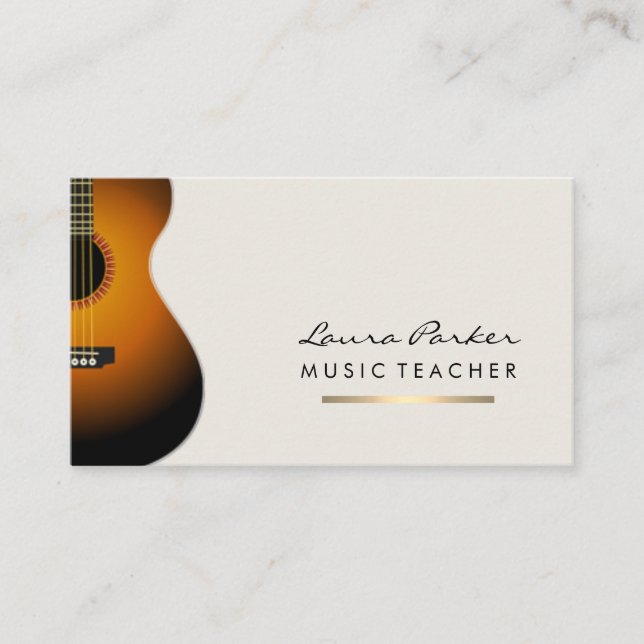 Guitar Player Musician Music Teacher  Gold Business Card (Front)