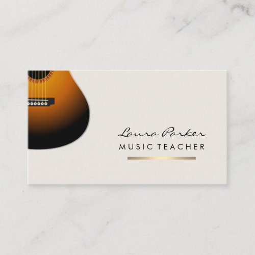 Guitar Player Musician Music Teacher  Gold Business Card