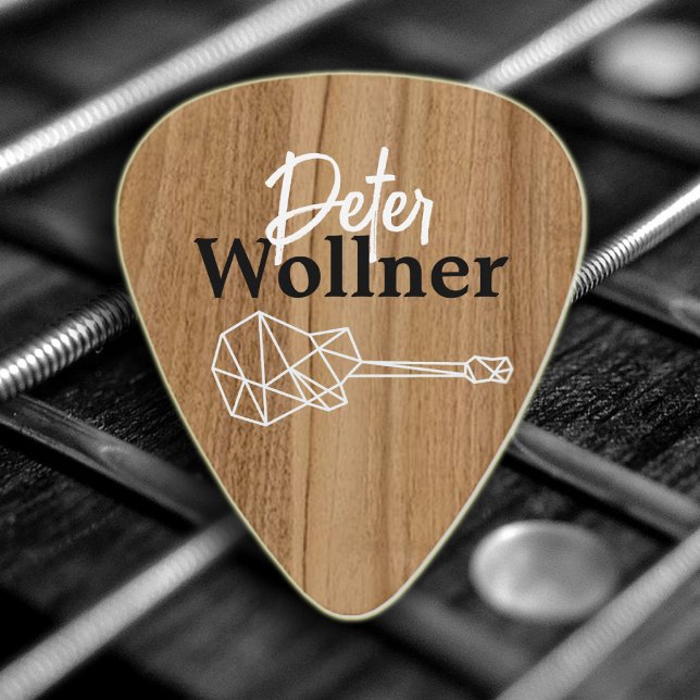 Guitar Player Name Faux Wood Rustic Guitar Pick (Creator Uploaded)
