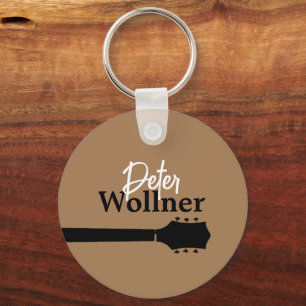 Guitar Player Name Light Brown Keychain