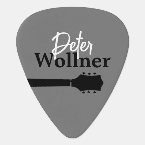Guitar Player Name on a Cool Gray Guitar Pick