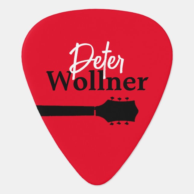 Guitar Player Name Red Guitar Pick (Front)