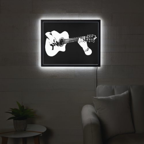 Guitar player noir graphic LED sign