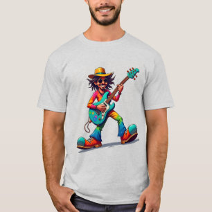 Guitar Player Performing on a Chair Cartoon T-Shirt