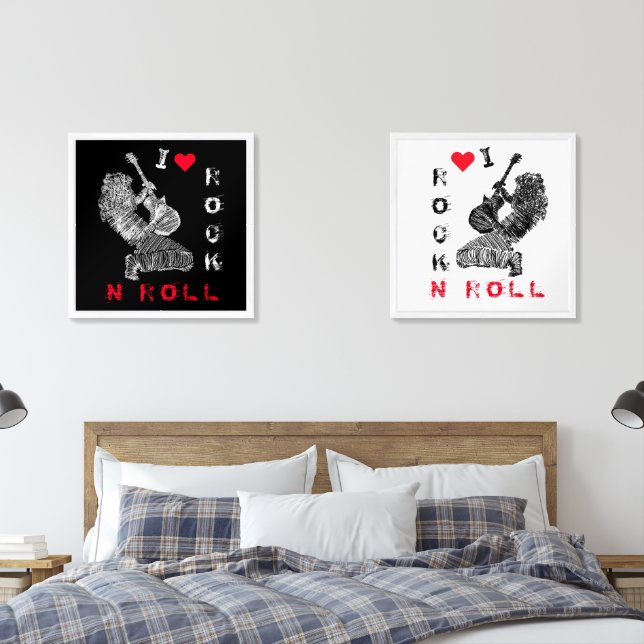 Guitar Player Rock N Roll Guitarist Wall Art Set (Bedroom)