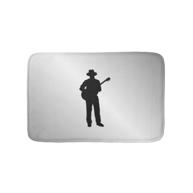Guitar Player Silver Bathroom Mat (Front)