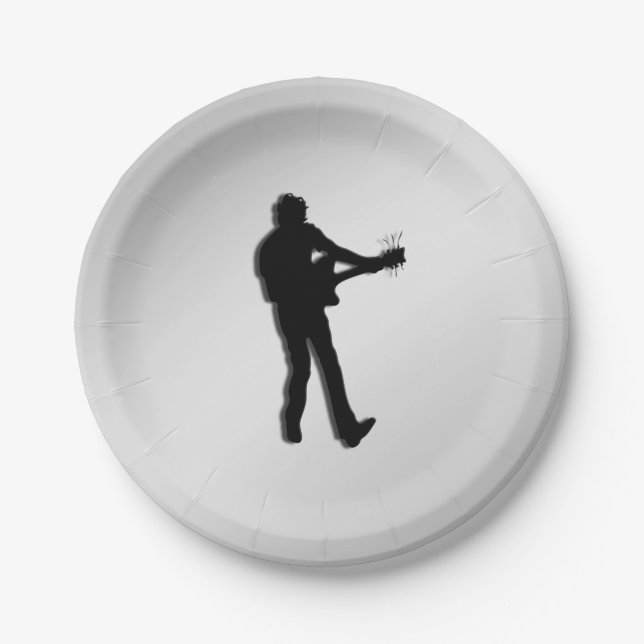 Guitar Player Silver Paper Plates (Front)
