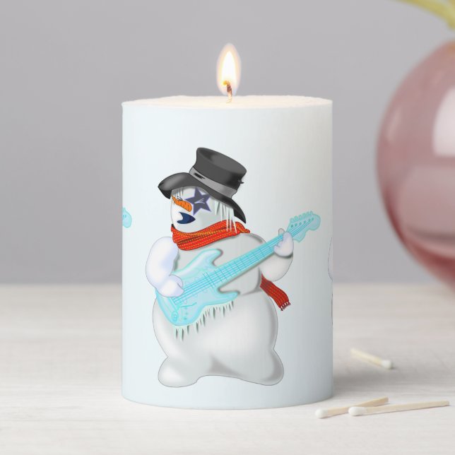 Guitar Player Snowman Candle (In Situ)