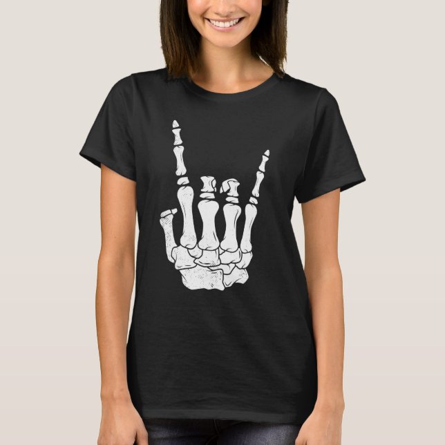 Guitar player tee skeleton hand rocker music lover (Front)