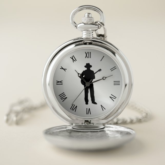 Guitar Player w Roman Numerals Pocket Watch (Inside)