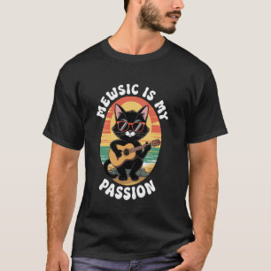 Guitar Player Who Loves Cats Funny Cat Playing Gui T-Shirt