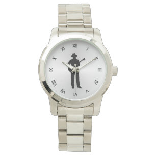Guitar Player with Black Roman Numerals Watch