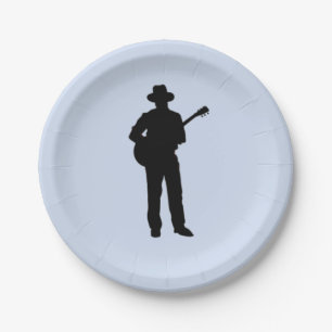 Guitar Player with Hat Paper Plates