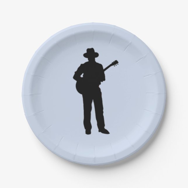 Guitar Player with Hat Paper Plates (Front)