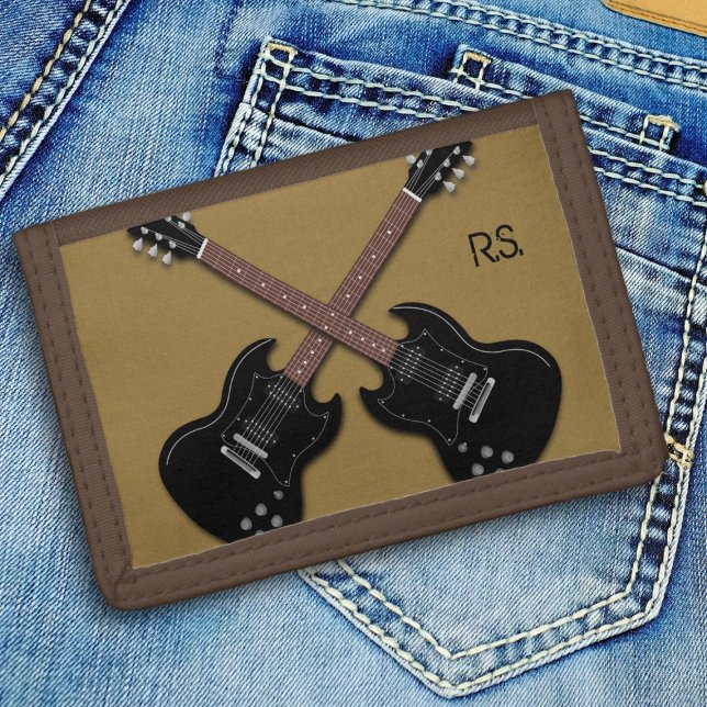 Guitar Players Brown Black Personalized Wallet (Creator Uploaded)