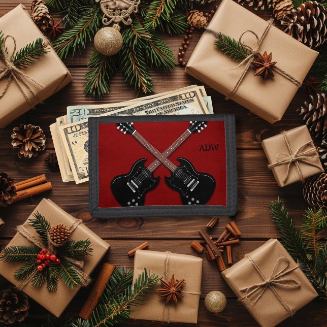 Guitar Players Deep Red Personalized Wallet (Creator Uploaded)