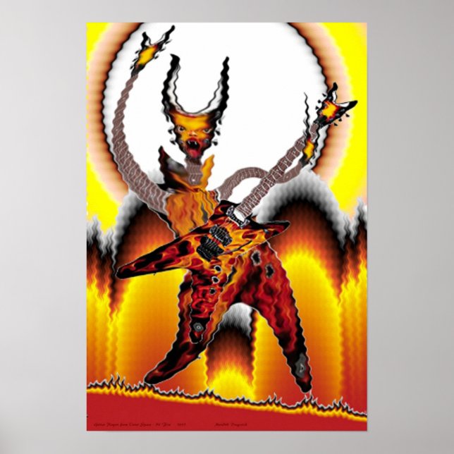 Guitar Players from Outer space series Fire Poster (Front)