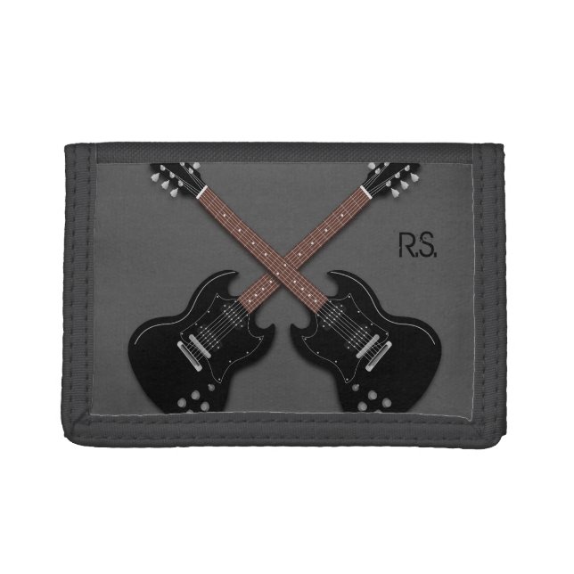 Guitar Players Gray and Black Personalized Wallet (Front)