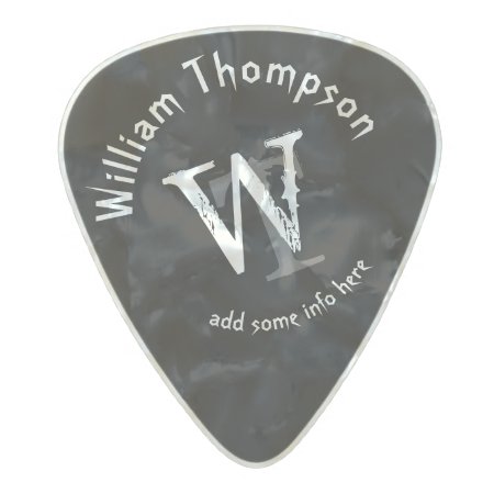 Guitar-player's Monogram - Personalized Black Rock Pearl Celluloid
