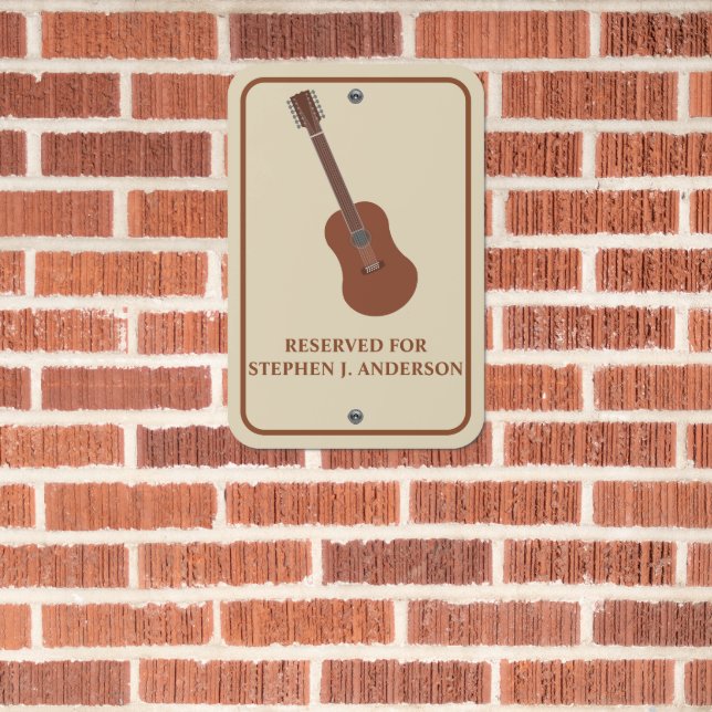 Guitar Players Musicians Reserved Parking Metal Sign (In Situ(Brick))