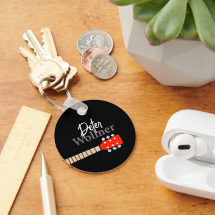 Guitar Player's Name Blk Keychain