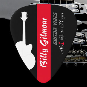 Guitar player's name create your own black/red pick
