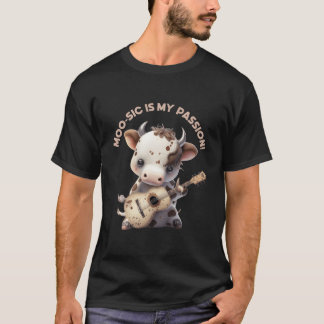 Guitar Playing Cow Kawaii Music Guitarist T-Shirt