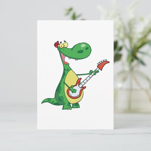 Guitar Playing Dinosaur Invitations