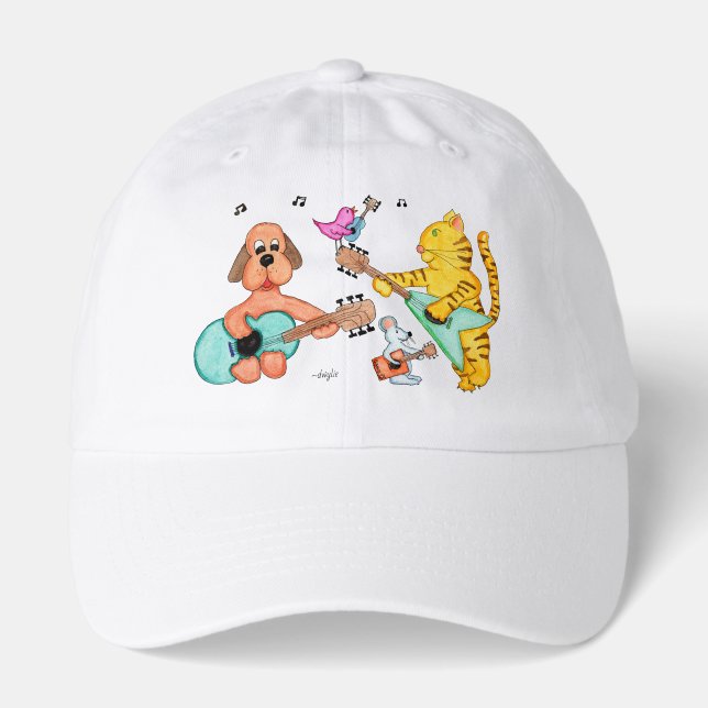Guitar Playing Dog & Cat Hat (Front)