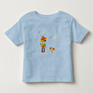 Guitar Playing Hombre with Maracas Music Notes Toddler T-shirt