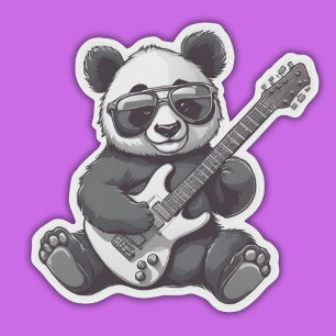 Guitar Playing Panda Waterproof Sticker