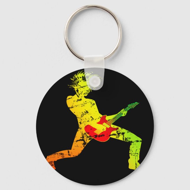 Guitar Playing Rocker Keychain (Front)