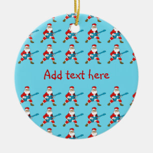 Guitar Playing Santa Claus Ceramic Ornament
