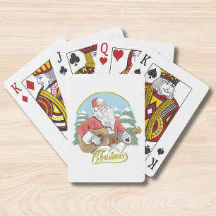 Guitar Playing Santa Claus   Christmas Poker Cards
