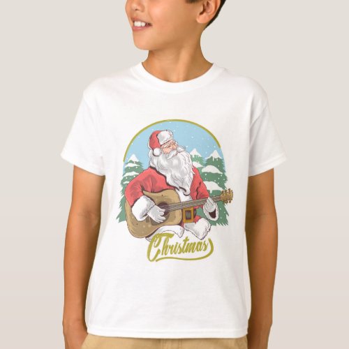 Guitar Playing Santa Claus  Christmas T_Shirt