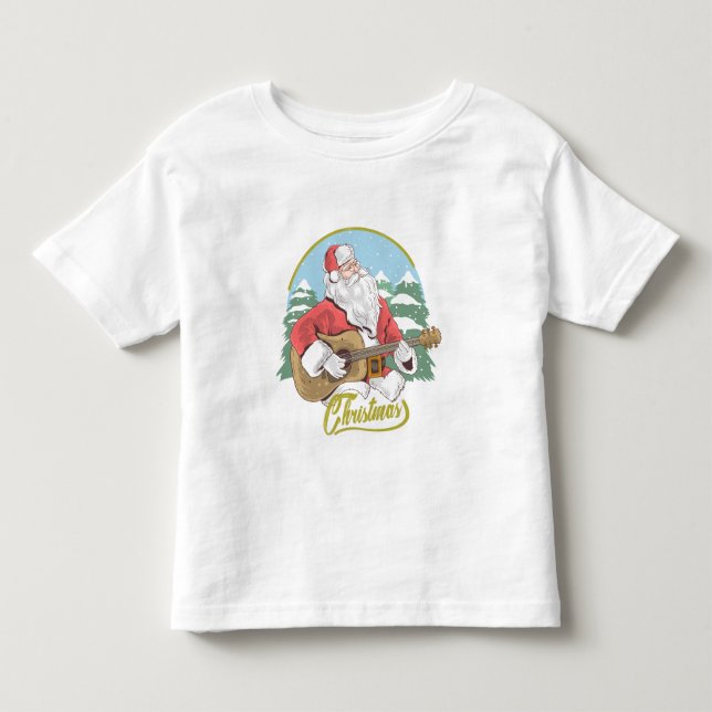 Guitar Playing Santa Claus | Christmas Toddler T-shirt (Front)