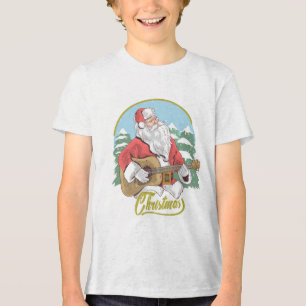 Guitar Playing Santa Claus   Christmas Tri-Blend Shirt