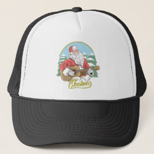 Guitar Playing Santa Claus Christmas Trucker Hat