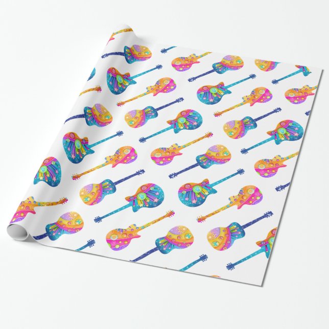 Guitar Pop Art Wrapping Paper (Unrolled)