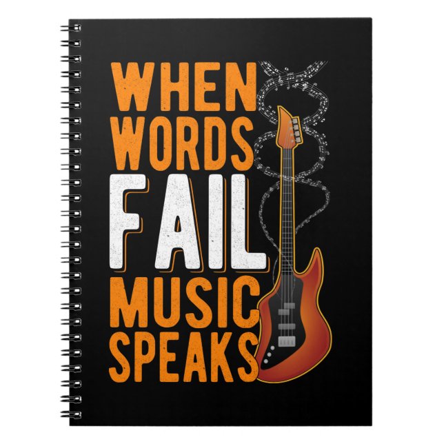 Guitar Quote Guitarist Inspirational Music Lover Notebook (Front)