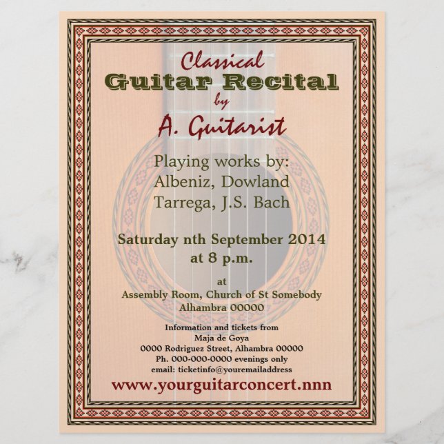 Guitar recital or concert flyer (Front)
