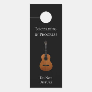 Guitar Recording Do Not Disturb Black and White Door Hanger