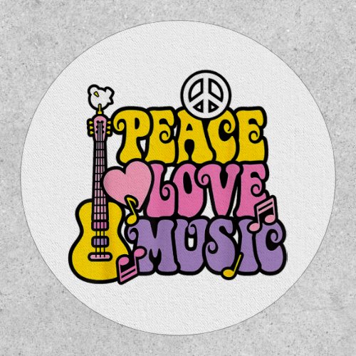 Guitar Retro PEACE LOVE MUSIC Band Gift Guitarist  Patch